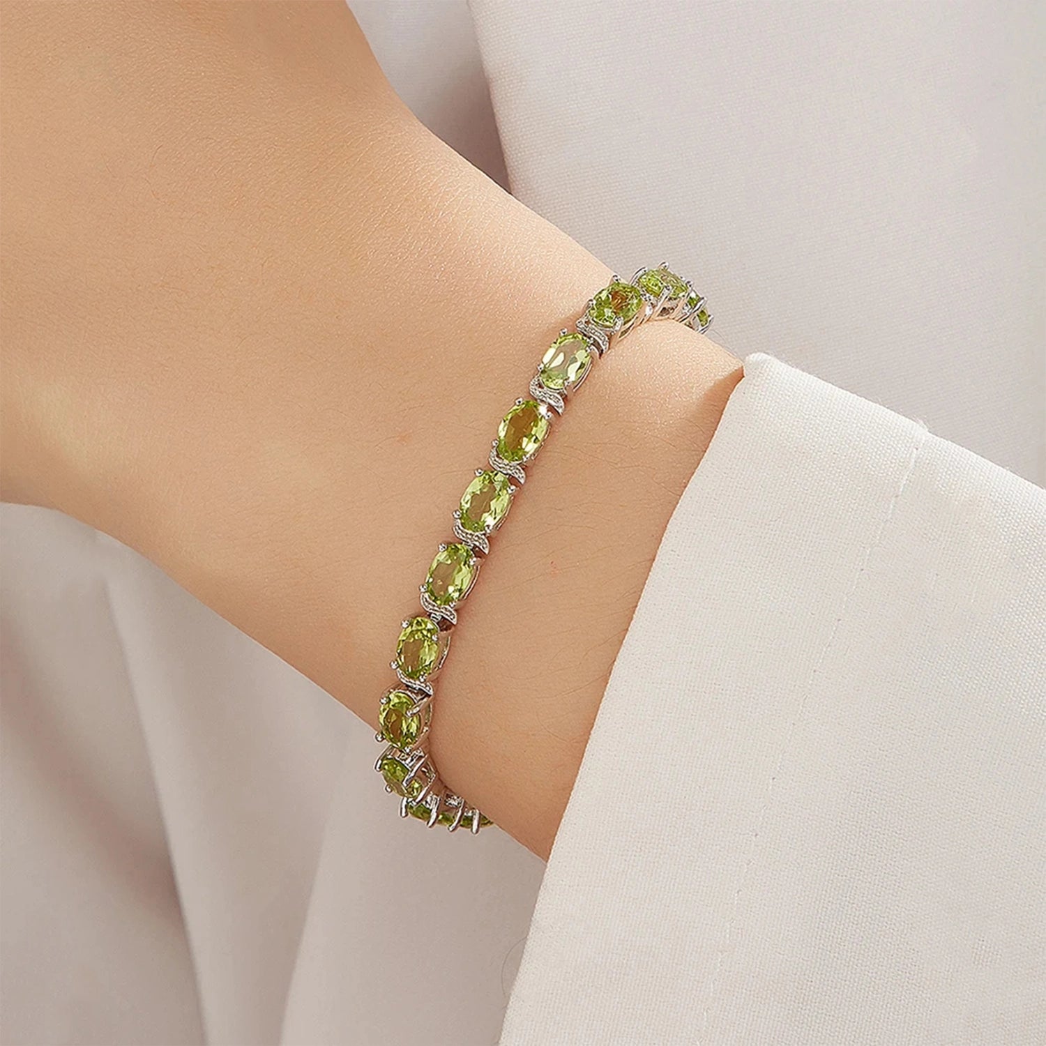 Classic Peridot Sterling Silver Bracelet